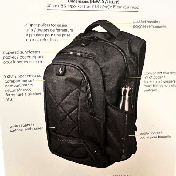 Lolë Black Backpack | 18.5" x 11.8" - Picture 5 of 5